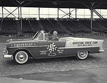 1955 Pace Car-Chevrolet introduced its new small-block V-8 engine in 1955 and showcased the powerplant in the Chevrolet Bel Air Pace Car convertible. 